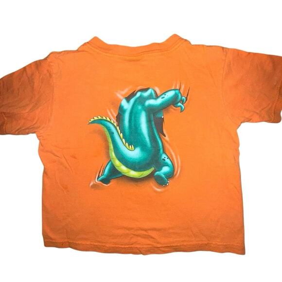 Vintage Kids Xsmall Xs 4/5 Rainforest Cafe Shirt Orange Animal Graphic Crocodile - Picture 2 of 4